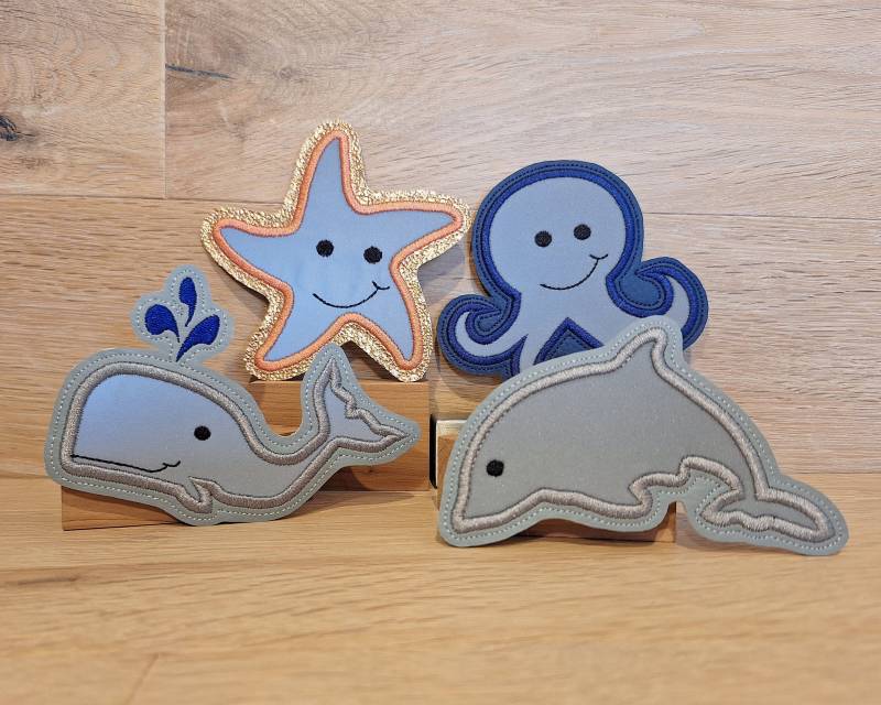 Kletti Meerestiere Delfin Krake Seestern Wal Klettpatch Button von MisSisELyLu