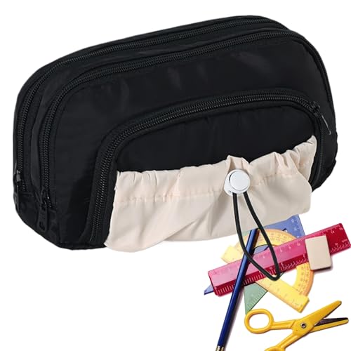 Misaakoeq Federmäppchen, großes Fassungsvermögen, multifunktionales Lineal, Schreibwaren-Halter für Teenager, Mädchen, Erwachsene, Grundschulkinder, Studenten, Schwarz, Refer to Description von Misaakoeq