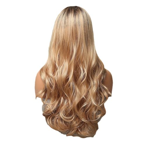 Misamo Synthetische Dunkle Perücke in Verlauf Gold Langhaarperücke für Damen, Hitzebeständig, für und Den Täglichen Natürlichen Gebrauch, 60cm, Haltbar von Misamo