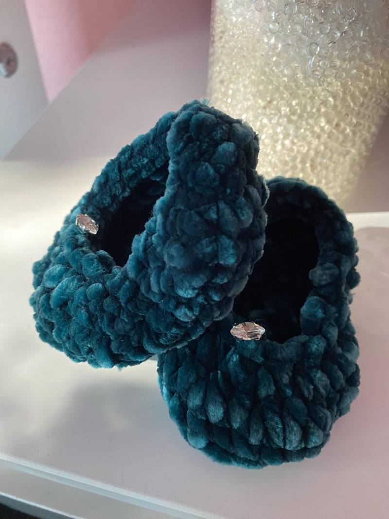 Handgefertigte Baby Booties Petrol Pfau Neugeborene Geschenk Handgefertigte Baby Booties Petrol Pfau Neugeborene Geschenk von Miscellen12