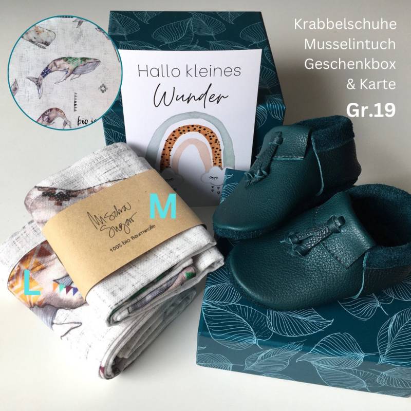 Krabbelschuhe Aus Naturleder - Mokassins Mit Bändchen in Petrol Gr.19 Auch Als Geschenkset Ab 40, 90 Euro von MischaSugarKIDS