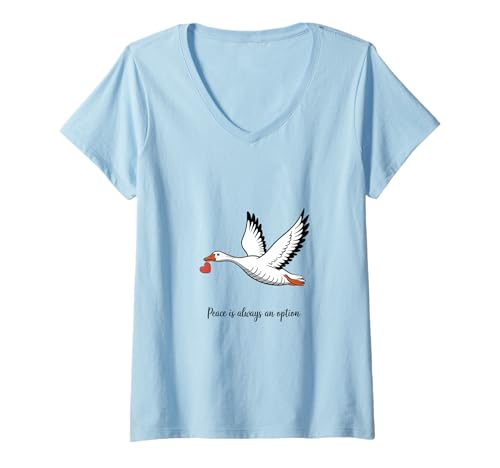 Damen Peace is Always an Option Gänse-Meme-Design T-Shirt mit V-Ausschnitt Damen Peace is Always an Option Gänse-Meme-Design T-Shirt mit V-Ausschnitt von Mischievous Goose Apparel