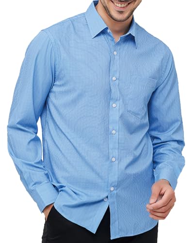 Hemd Herren Langarm T Shirt Herren Slim Fit Regular Fit Herren Freizeithemd Langarm BLAU 2XL von Misfuso