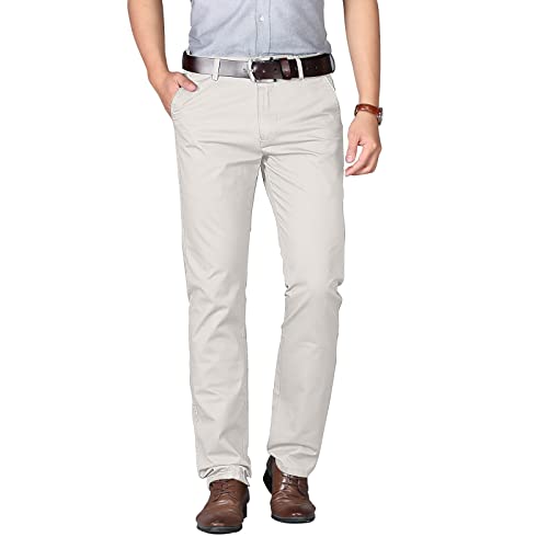 Herren Hosen Chino Hose Business- Regular fit Herren Geradem Hosen aus 100% Baumwolle - Normaler Taille und Anti-Falten - Angenehme Praktische Männer Hosen für Business und Freizeit, 38 Weiß von Misfuso