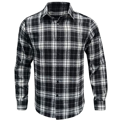 Misfuso Flanellhemden Kariertes Hemd Herren Freizeithemd Regular Fit Normale Passform Lange Ärmel Bügelleicht Doppelfarbig Hemden, EU-Größe S Schwarz-Weiß Misfuso Flanellhemden Kariertes Hemd Herren Freizeithemd Regular Fit Normale Passform Lange Ärmel Bügelleicht Doppelfarbig Hemden, EU-Größe S Schwarz-Weiß von Misfuso