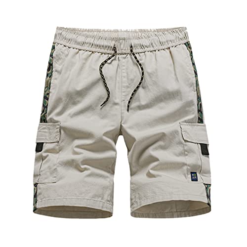 Misfuso Kurze Hosen Herren Cargo Shorts Male, Mit 6 Tasche Sommer Vintage Short Chino aus Baumwolle, Leicht Atmungsaktiv EU Größe L Weiß von Misfuso