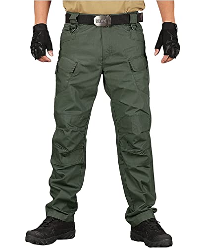 Misfuso Herren Cargohose Lang Mit Multi Tasche - Outdoorhose Regular Fit Chino Mit Reißverschluss, Geeignet für Outdoor/Arbeit - Grün M von Misfuso