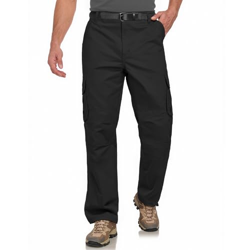 Misfuso Herren Cargohose Schwerlast Arbeitskleidung Tactical Super Dehnbar Flex Baumwolle Straight Freizeithose 6 Taschen Entspannte Passform Combat Arbeitshose_Schwarz_3XL von Misfuso