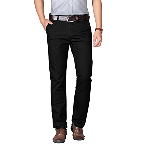 Herren Hosen Chino Hose Business- Regular fit Herren Geradem Hosen aus 100% Baumwolle - Normaler Taille und Anti-Falten - Angenehme Praktische Männer Hosen für Business und Freizeit, 42 Schwarz von Misfuso