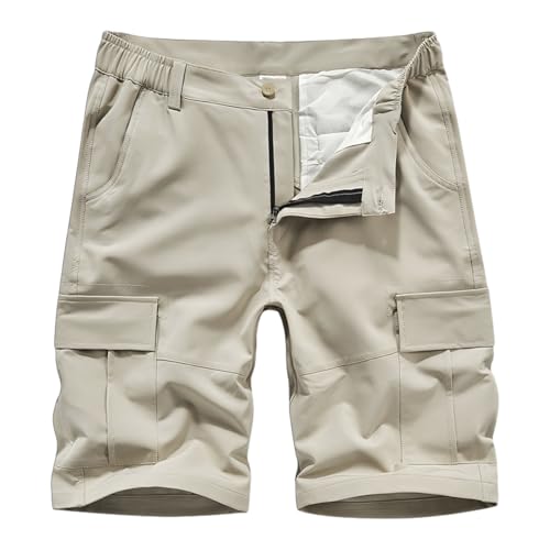 Misfuso Klassische Cargo-Shorts für Männer Kurze Hose Wanderhose Bermuda Jogginghose Chino，- Bequeme, strapazierfähige Outdoor-/Arbeitsshorts mit Mehreren Taschen Gelb XL von Misfuso