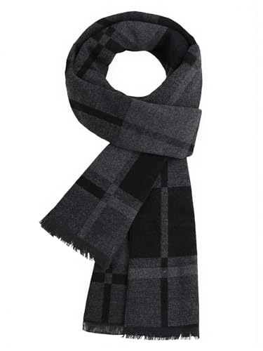 Misfuso Schal Herren Herbst und Winter Plaid Männer Herrenschal Warm Weich Winterschal Elegant Business Tartan Herren-Schal 180x30cm-Graues Gitter01 von Misfuso