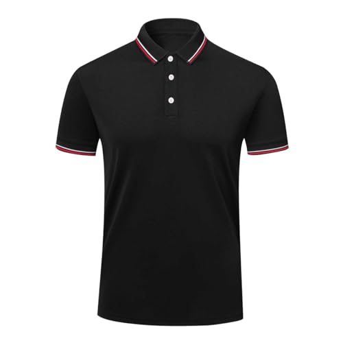 Poloshirt Herren Hemd Kurzarm T Shirts MäNner Sommer Poloshirts Slim Fit SCHWARZ L von Misfuso