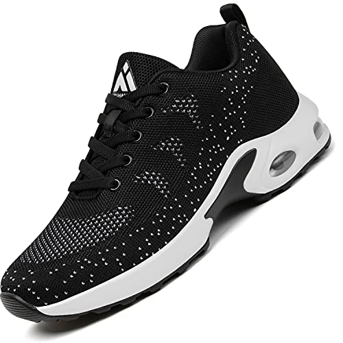 Mishansha Air Laufschuhe Damen Sportschuhe Straßenlaufschuhe Frauen Dämpfung Freizeitschuhe Leichte rutschfest Sneaker Rich Black, Gr.40 EU von Mishansha