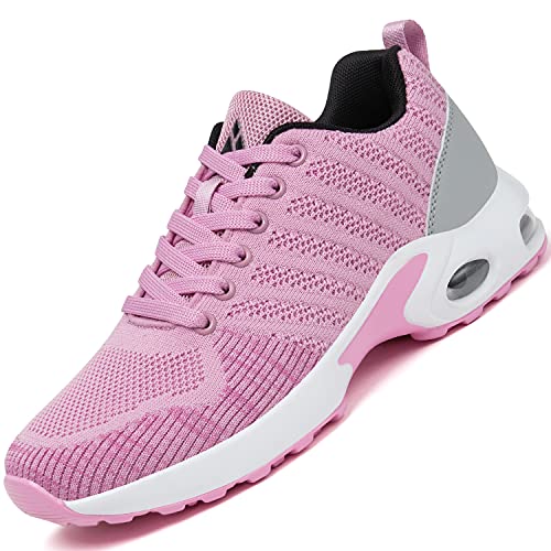 Mishansha Air Straßenlaufschuhe Damen Laufschuhe rutschfest Sportschuhe Frauen Dämpfung Turnschuhe Atmungsaktiv Walkingschuhe Leichte Sneaker Pink 275, Gr.36 EU von Mishansha