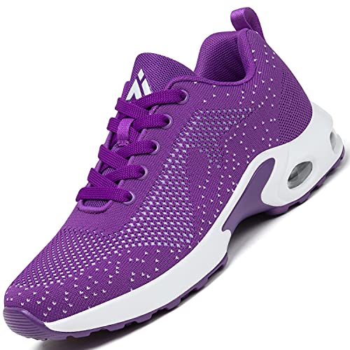 Mishansha Air Straßenlaufschuhe Damen Laufschuhe rutschfest Sportschuhe Frauen Dämpfung Turnschuhe Atmungsaktiv Walkingschuhe Leichte Sneaker Violett 282, Gr.37 EU von Mishansha