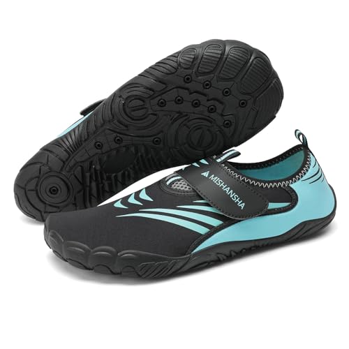 Mishansha Badeschuhe Damen Wasserschuhe Frauen Schwimmschuhe rutschfeste Aquaschuhe Schnelltrocknende Strandschuhe Leicht Neoprenschuhe Wassersportschuhe Hellblau,Gr.43 von Mishansha