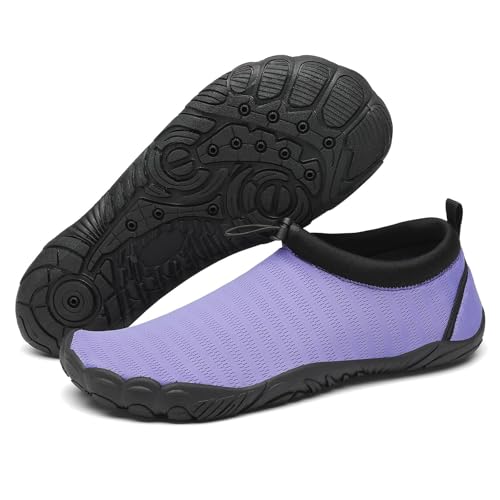 Mishansha Badeschuhe Damen Wasserschuhe Frauen Schwimmschuhe rutschfeste Aquaschuhe Schnelltrocknende Strandschuhe Leicht Neoprenschuhe Wassersportschuhe Lila,Gr.37 von Mishansha