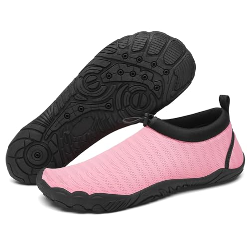 Mishansha Badeschuhe Damen Wasserschuhe Frauen Schwimmschuhe rutschfeste Aquaschuhe Schnelltrocknende Strandschuhe Leicht Neoprenschuhe Wassersportschuhe Rosa,Gr.38 von Mishansha