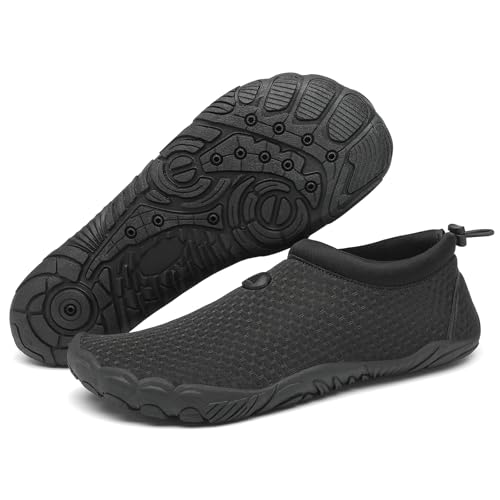 Mishansha Herren Damen Badeschuhe Atmungsaktiv Schnell Trocknend Aquaschuhe Unisex Sommer Wasserschuhe für Outdoor Sports, Ebenholzschwarz 38 EU von Mishansha