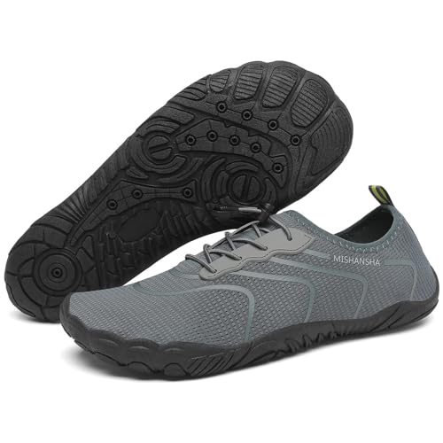 Mishansha Badeschuhe Herren Damen Aquaschuhe Atmungsaktiv Schnell Trocknend Sommer Schwimmschuhe Unisex Wasserschuhe für Outdoor Sports, Hellgrau 37 EU von Mishansha