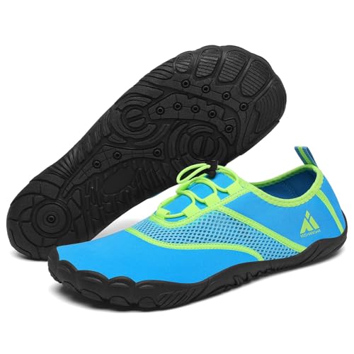 Mishansha Badeschuhe Herren Damen Aquaschuhe Atmungsaktiv Schnell Trocknend Sommer Schwimmschuhe Unisex Wasserschuhe für Outdoor Sports, Himmelblau 38 EU von Mishansha