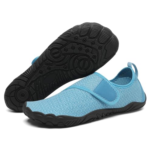 Mishansha Badeschuhe Herren Damen Aquaschuhe Atmungsaktiv Schnell Trocknend Sommer Schwimmschuhe Unisex Wasserschuhe für Outdoor Sports, Tiefblau 44 EU von Mishansha