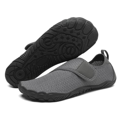 Mishansha Badeschuhe Herren Damen Aquaschuhe Atmungsaktiv Schnell Trocknend Sommer Schwimmschuhe Unisex Wasserschuhe für Outdoor Sports, Tiefgrau 41 EU von Mishansha