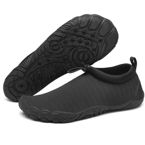 Mishansha Herren Damen Badeschuhe Atmungsaktiv Schnell Trocknend Aquaschuhe Unisex Sommer Wasserschuhe für Outdoor Sports, Schwarz 38 EU von Mishansha