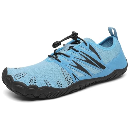 Mishansha Badeschuhe Herren Damen Wasserschuhe Atmungsaktive Schnell Trocknend Schwimmschuhe rutschfeste Leicht Barfußschuhe fur Männer Frauen, Arktisches Blau, 43 EU von Mishansha