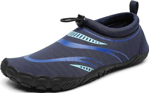 Mishansha Badeschuhe Herren Damen Wasserschuhe Atmungsaktive Schnell Trocknend Barfußschuhe rutschfeste Leicht Schwimmschuhe fur Männer Frauen, Denim Blau 38 EU von Mishansha