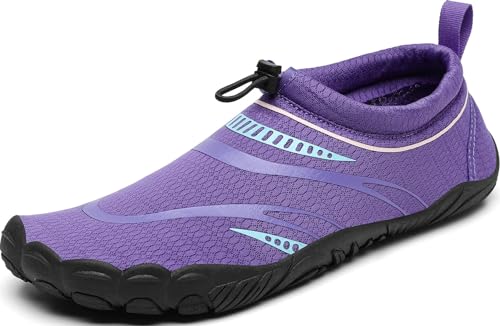 Mishansha Badeschuhe Herren Damen Wasserschuhe Atmungsaktive Schnell Trocknend Barfußschuhe rutschfeste Leicht Schwimmschuhe fur Männer Frauen, Lila Violett 37 EU von Mishansha