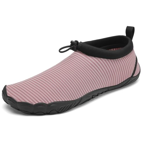 Mishansha Badeschuhe Herren Damen Wasserschuhe Atmungsaktive Schnell Trocknend Schwimmschuhe rutschfeste Leicht Barfußschuhe fur Männer Frauen, Gekoppelt Rosa, 40 EU von Mishansha