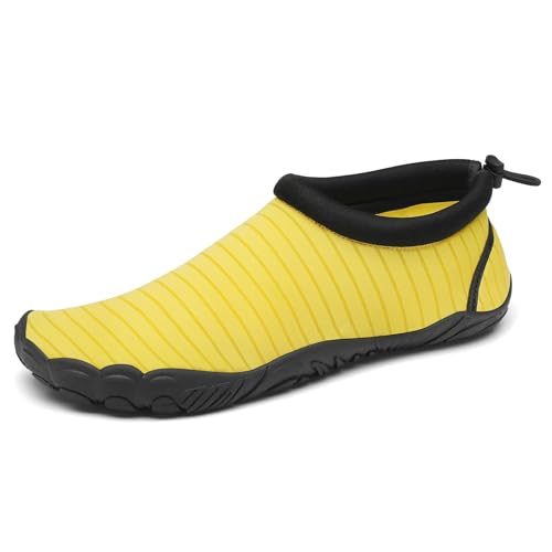 Mishansha Badeschuhe Herren Damen Wasserschuhe Atmungsaktive Schnell Trocknend Schwimmschuhe rutschfeste Leicht Barfußschuhe fur Männer Frauen, Gelb, 42 EU von Mishansha