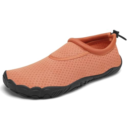 Mishansha Badeschuhe Herren Damen Wasserschuhe Atmungsaktive Schnell Trocknend Schwimmschuhe rutschfeste Leicht Barfußschuhe fur Männer Frauen, Ingwer Braun, 44 EU von Mishansha