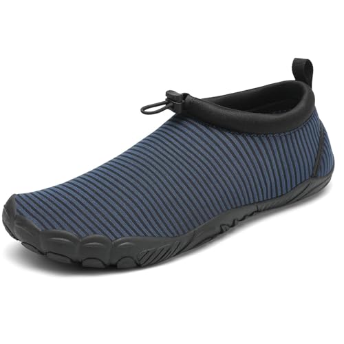 Mishansha Badeschuhe Herren Damen Wasserschuhe Atmungsaktive Schnell Trocknend Schwimmschuhe rutschfeste Leicht Barfußschuhe fur Männer Frauen, Pfau Blau, 46 EU von Mishansha