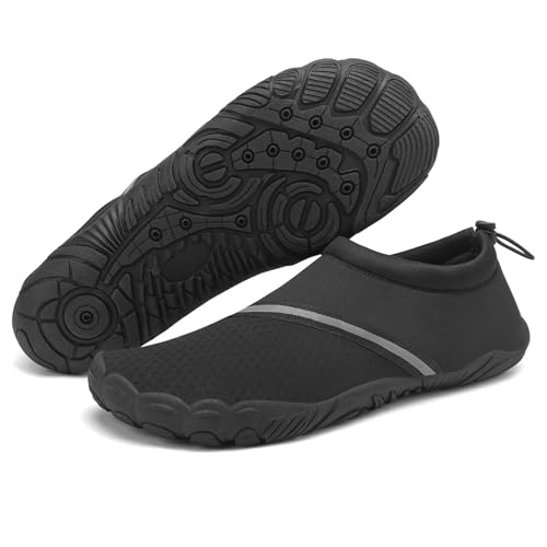 Mishansha Badeschuhe Herren Damen Wasserschuhe rutschfeste Schwimmschuhe Schnelltrocknende Aquaschuhe Strandschuhe Neoprenschuhe für Meer Steinstrand Dunkelschwarz,Gr.37 von Mishansha