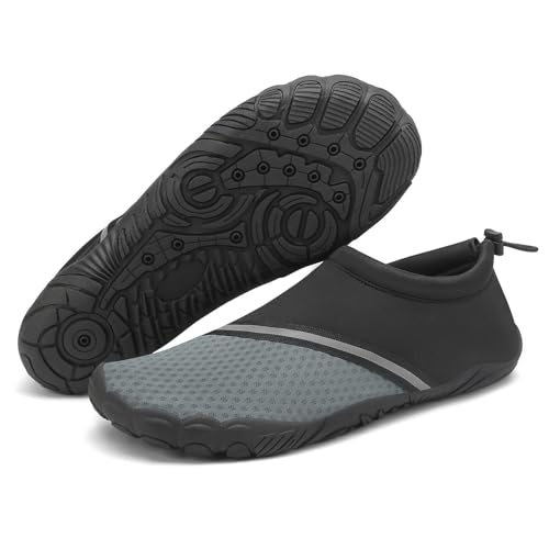 Mishansha Badeschuhe Herren Damen Wasserschuhe rutschfeste Schwimmschuhe Schnelltrocknende Aquaschuhe Strandschuhe Neoprenschuhe für Meer Steinstrand Schiefergrau,Gr.40 von Mishansha