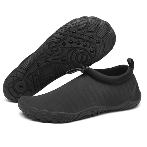 Mishansha Badeschuhe Herren Damen Wasserschuhe rutschfeste Schwimmschuhe Schnelltrocknende Aquaschuhe Strandschuhe Neoprenschuhe für Meer Steinstrand Schwarz,Gr.41 von Mishansha