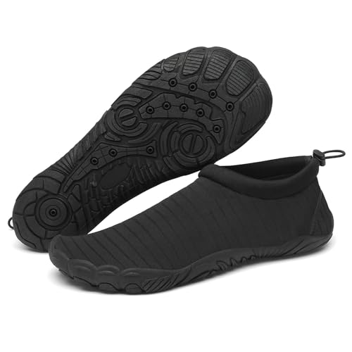 Mishansha Badeschuhe Herren Damen Wasserschuhe rutschfeste Schwimmschuhe Schnelltrocknende Aquaschuhe Strandschuhe Neoprenschuhe für Meer Steinstrand Smoky Schwarz,Gr.46 von Mishansha