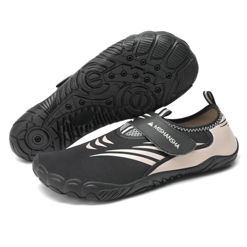 Mishansha Badeschuhe Herren Wasserschuhe Damen Schnelltrocknende Schwimmschuhe rutschfeste Strandschuhe Seeigelfest Aquaschuhe Surfschuhe Tauchschuhe Braun,Gr.37 von Mishansha