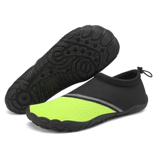 Mishansha Badeschuhe Herren Wasserschuhe Damen Schnelltrocknende Schwimmschuhe rutschfeste Strandschuhe Seeigelfest Aquaschuhe Surfschuhe Tauchschuhe Grün,Gr.40 von Mishansha
