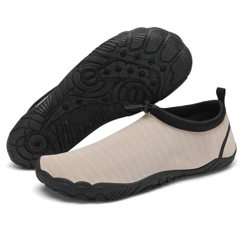 Mishansha Badeschuhe Herren Wasserschuhe Damen Schnelltrocknende Schwimmschuhe rutschfeste Strandschuhe Seeigelfest Aquaschuhe Surfschuhe Tauchschuhe Khaki,Gr.46 von Mishansha