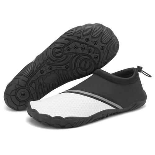 Mishansha Badeschuhe Herren Wasserschuhe Damen Schnelltrocknende Schwimmschuhe rutschfeste Strandschuhe Seeigelfest Aquaschuhe Surfschuhe Tauchschuhe Weiß,Gr.38 von Mishansha