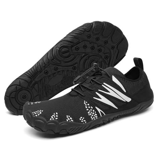 Mishansha Badeschuhe Herren Wasserschuhe Damen Schwimmschuhe Aquaschuhe Strandschuhe Barfußschuhe Neoprenschuhe Schnell Trocknend Surfschuhe mit Breiter Zehenbox Nachtschwarz EU Gr.42 von Mishansha