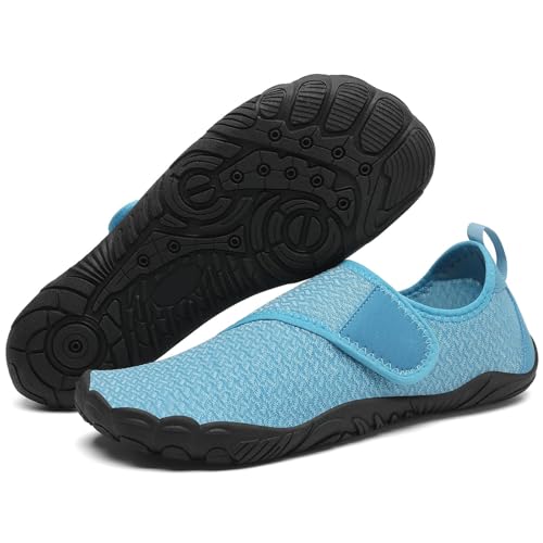 Mishansha Badeschuhe Herren Wasserschuhe Damen Schwimmschuhe Aquaschuhe Strandschuhe Barfußschuhe Neoprenschuhe Schnell Trocknend Surfschuhe mit Breiter Zehenbox Picton Blau,Gr.45 von Mishansha
