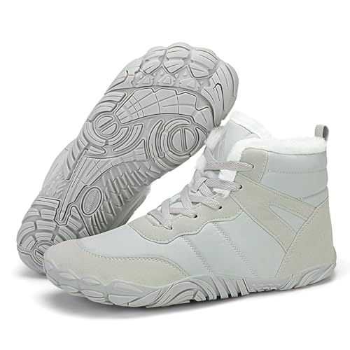 Mishansha Barfußschuhe Herren Winterschuhe Damen Warm Gefüttert Winterstiefel für Rutschfeste Fitnessschuhe Winter Outdoor Unisex Hellesbohnengrün 38 EU von Mishansha