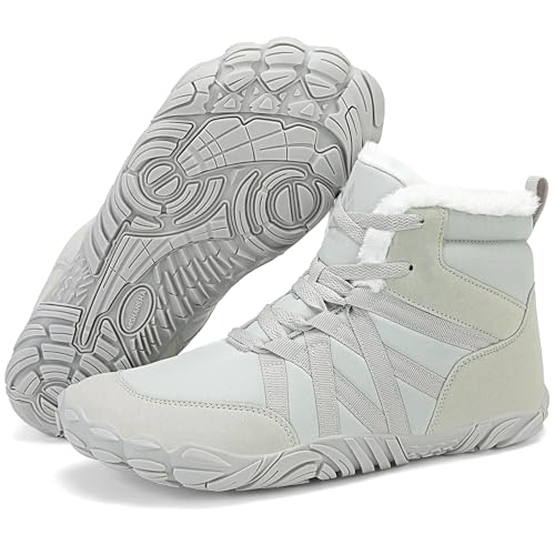 Mishansha Barfußschuhe Herren Winterschuhe Damen Warm Gefüttert Winterstiefel für Rutschfeste Fitnessschuhe Winter Outdoor Unisex Hellgrün 39 EU von Mishansha