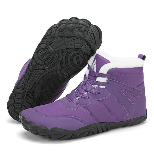 Mishansha Barfußschuhe Herren Winterschuhe Damen Warm Gefüttert Winterstiefel für Rutschfeste Fitnessschuhe Winter Outdoor Unisex Lila 37 EU von Mishansha