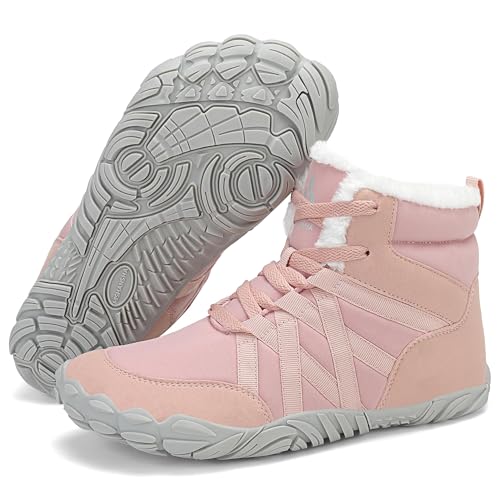 Mishansha Barfußschuhe Herren Winterschuhe Damen Warm Gefüttert Winterstiefel für Rutschfeste Fitnessschuhe Winter Outdoor Unisex Pink 41 EU von Mishansha