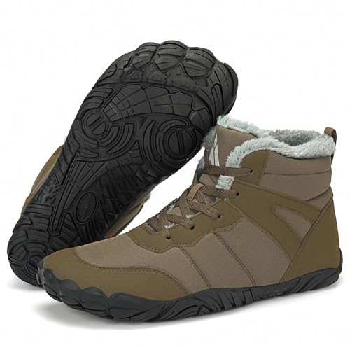 Mishansha Barfußschuhe Herren Winterschuhe Damen Warm Gefüttert Winterstiefel für Rutschfeste Fitnessschuhe Winter Outdoor Unisex Schokobraun 38 EU von Mishansha